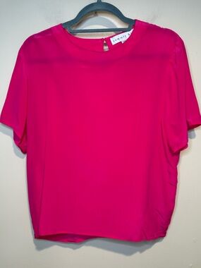 100% silk blouse women’s large hot pink - summit hill